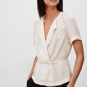 Aritzia Babaton Sherman Short Sleeved Blouse Cream Size XS